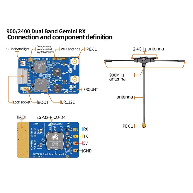 B78B-900МГц 2.4ГГц 915М ELRS R – обзор и цена Drone Racing Receiver